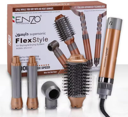 ENZO EN-4131 Professional Hair Dryer with Ionic Technology - 2200W High-Power Blow Dryer, Adjustable Heat & Speed Settings, Cool Shot Button, and Concentrator Nozzle - Intl Version