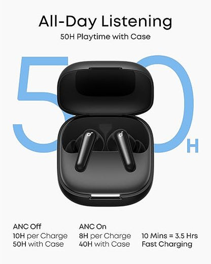 Anker Soundcore P31i, Real-Time Adaptive Noise Cancelling, Hi-Res Sound, Translation Earbuds, 50H Playtime, Wireless Earbuds, Bluetooth Earphones, Spatial Audio, Fast Charging