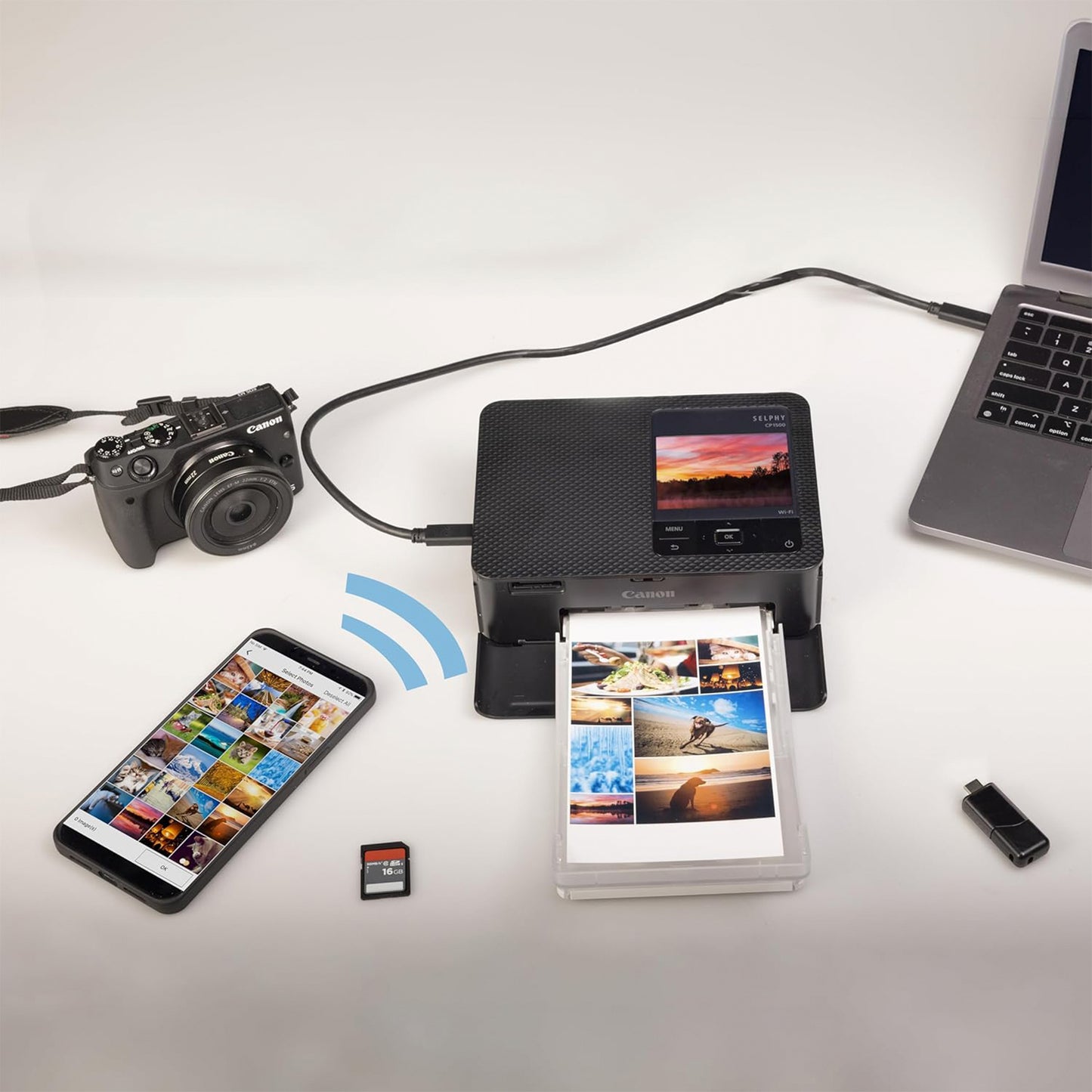 Canon SELPHY CP1500 Photo Printer Dye-sublimation 300 x 300 DPI Maximum print size: 4" x 6" (10x15 cm ) Direct printing, Wi-Fi