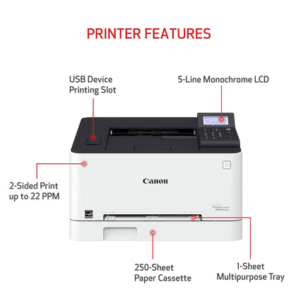 Printer Canon Color imageCLASS LBP633Cdw Wireless & Network Laser Printer, Normal Quality, A4/US Letter 21 ppm, Duplex Printing - 3 Year Warranty