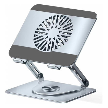 Laptop Stand laptops with 360°Rotating Base and Removable Magnetic Cooling Fan, Dual Pivot Fully Foldable and Adjustable