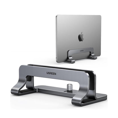 UGREEN Vertical Laptop Stand Holder for Desk Compatible with MacBook Pro, MacBook Air Stand Vertical Aluminum Adjustable for Up to 17.3 Inch Gaming Laptop, Gray