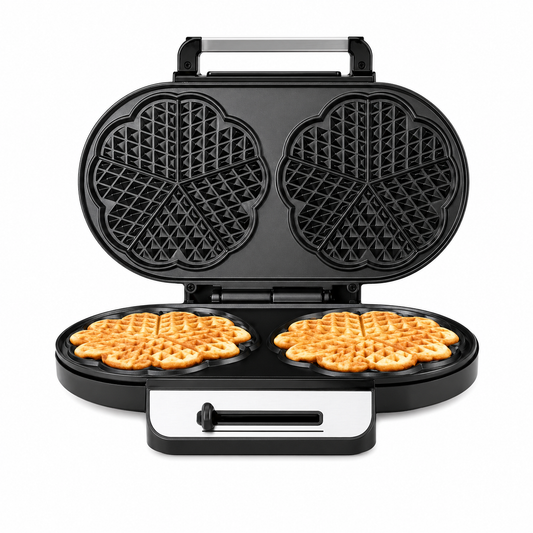 TEKMAZ Waffle and Crepe Maker – (1200W, Black &amp; Stainless Steel)