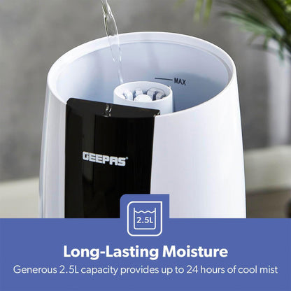 GEEPAS Ultrasonic Humidifier for Bedroom Baby Room  (GUH63072UK)