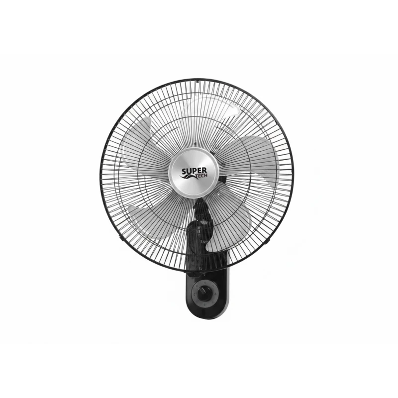 SuperTech 18‑Inch Wall Fan STFW45‑9244 Black – 60W – 5 Metal Blades – 3 Speed