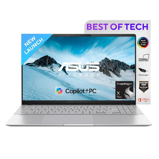 New Laptop ASUS Vivobook S 15 OLED | Snapdragon® X Plus X1P 42 100 Processor , Qualcomm® AI Engine 16GB DDR5X , 15.6 inch 3K OLED 120Hz Very Long Rang Battery (K5507QA-MA048W)