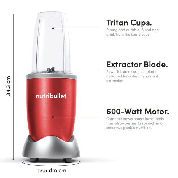 Nutribullet 600W Blender, Red, 9 Pcs