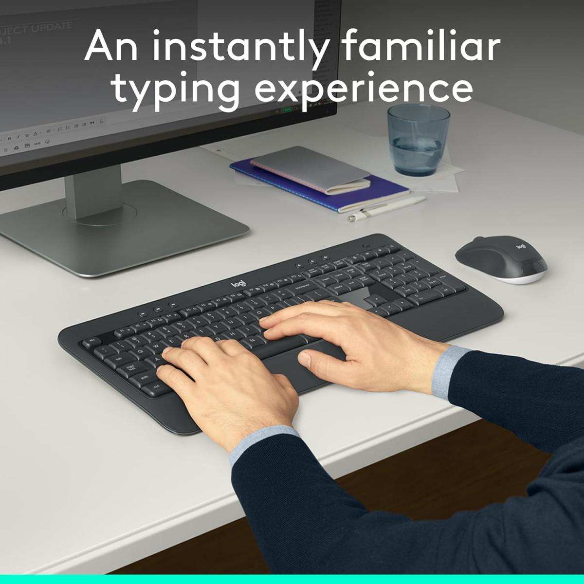 Logitech MK540 Advanced Wireless Keyboard and Mouse Combo for Windows, 2.4 GHz Unifying USB-Receiver, Multimedia Hotkeys