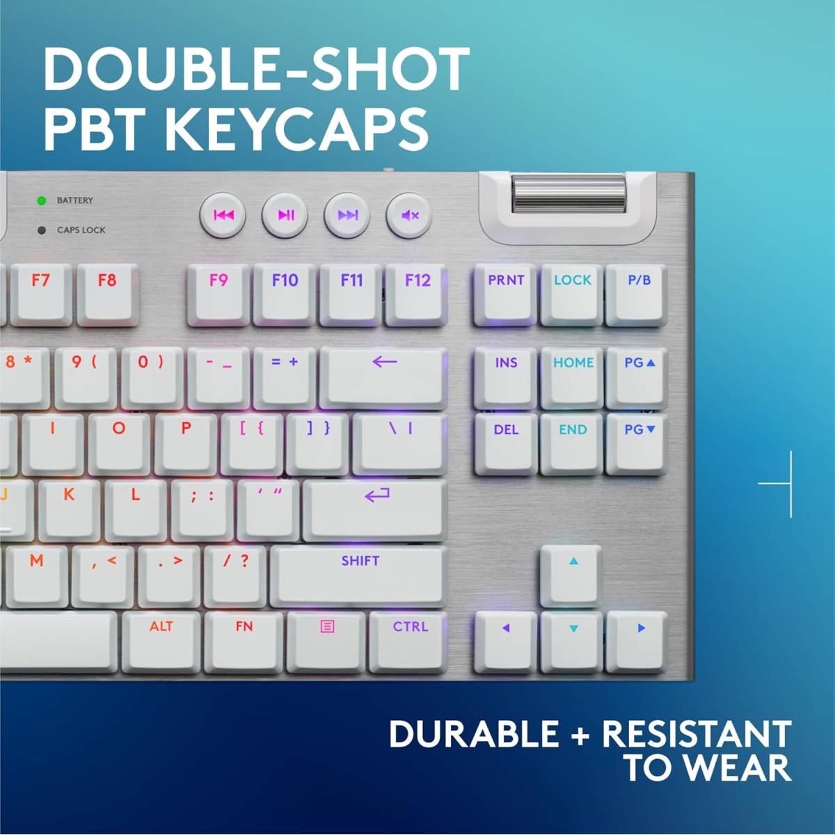 Logitech G915 X LIGHTSPEED TKL Tactile Wireless Gaming Keyboard – Tactile GL Low‑Profile Switches, Tri‑Mode Connectivity, KEYCONTROL Customization, LIGHTSYNC RGB, Aluminum Alloy Build, White (920-012737)