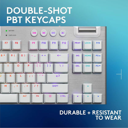 Logitech G915 X LIGHTSPEED TKL Tactile Wireless Gaming Keyboard – Tactile GL Low‑Profile Switches, Tri‑Mode Connectivity, KEYCONTROL Customization, LIGHTSYNC RGB, Aluminum Alloy Build, White (920-012737)