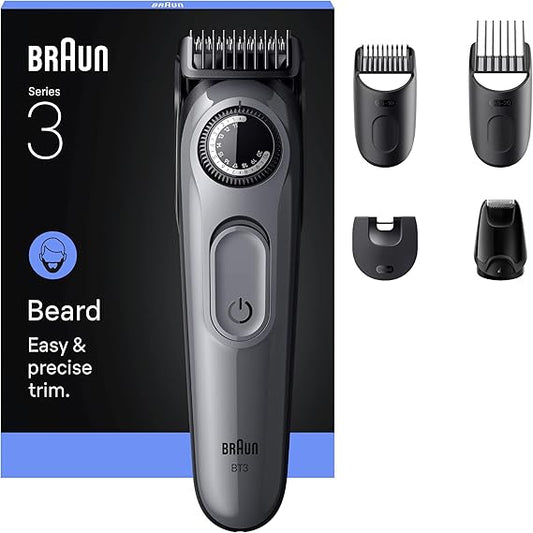 Braun Series 3 Beard Trimmer, Ultra Sharp Blade, Washable Heads & Combs - BEARD BT3560 MSGREY BOX CEEMEA