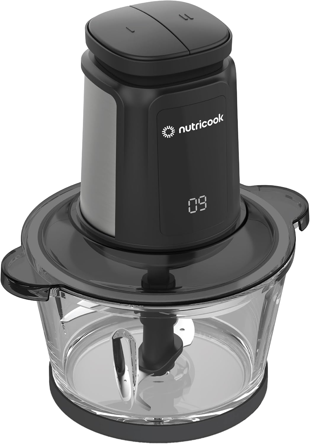 Nutricook Glass Chopper & Mincer – 500W, Dual 3L Bowls, 4 Detachable SS Blades, Easy Clean, Pulse Precision, Ice Crushing, Anti-Slip Ring, CH6000ME, Clear/Silver/Black, 2-Year Warranty