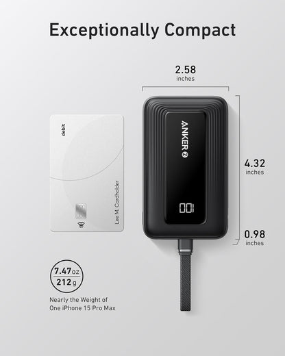 Anker Zolo Powerbank 10000mAh 22.5W Fast Charging Power Bank with Built-in USB-C Cable A110D