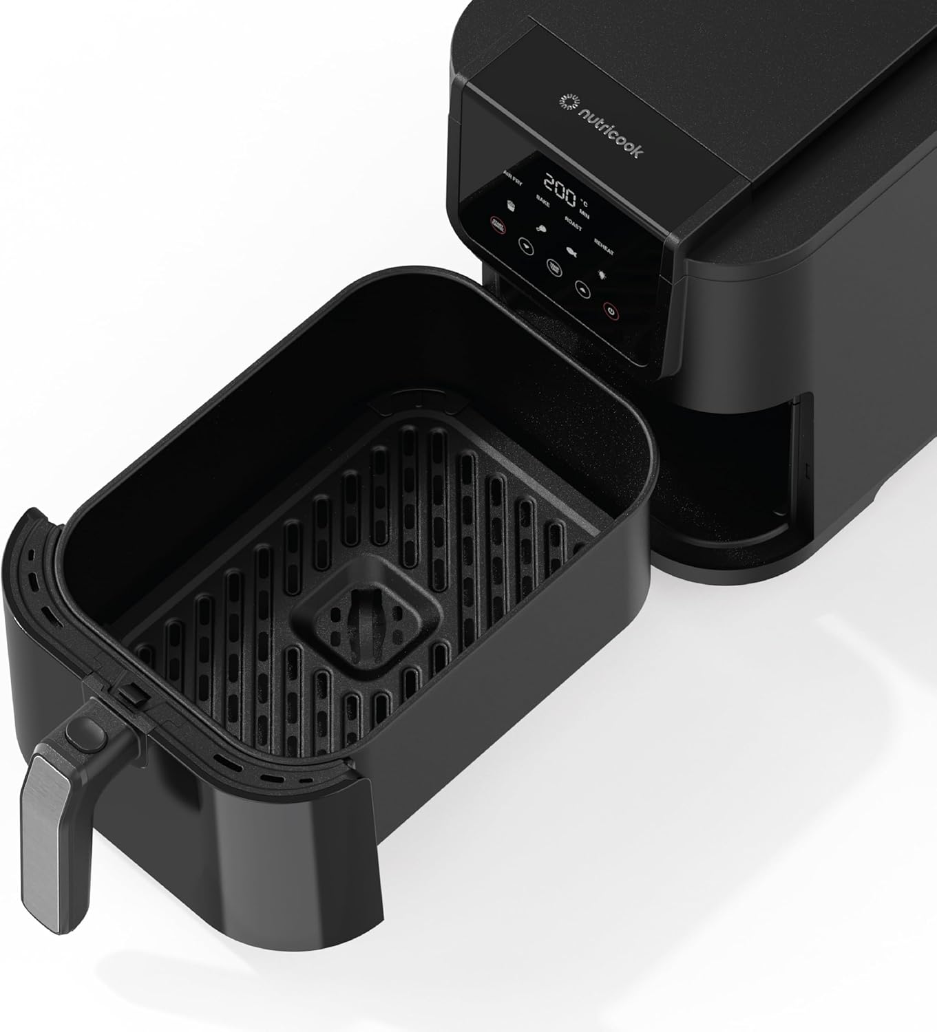 Nutricook Air Fryer Slim, 5L, 1KGs, Large Basket, Space-Saving Slim Design, Air Fry, Bake, Reheat, with 5 Presets, Clear Window & Light, AFS100, Black, 1500 Watts, 2 Years Warranty