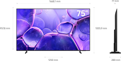 Samsung 75 Inch Crystal UHD TV, U8000F, 4K, Crystal Processor 4K, MetalStream Design, Samsung Knox Security, Endless Free Content, Smart TV, UA75U8000FUXZN (2025 - UAE Version)