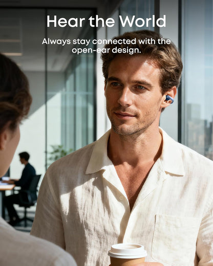 Soundcore AeroClip by Anker, Open-Ear Earbuds, Clip-On Headphones, Adaptive Comfort, Clear Calls with 4 Mics and AI, Stable Fit, 12mm Drivers for Powerful Bass, Hi-Res, Open-Ring Design