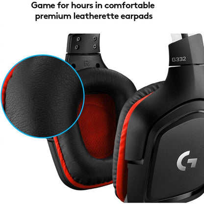 Logitech G332 Wired Gaming Headset, Rotating Leatherette Ear Cups, 3.5 mm Audio Jack, Flip-to-Mute Mic