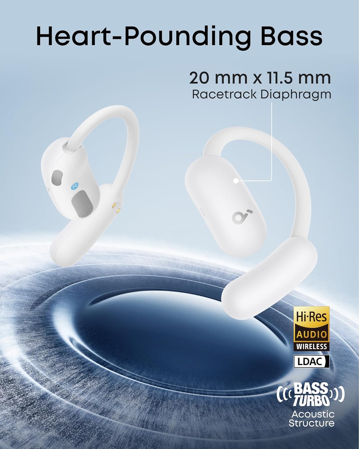 soundcore AeroFit 2 by Anker, Open-Ear Headphones, Real-Time Translation Earbuds, 4 Adjustable Positions for Every Ear Size, 2× Richer Bass, Hi-Res, 42H Playtime, IP55,AI Clear Calls,Wireless Charging