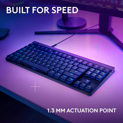 Logitech G515 TKL Wired Gaming Keyboard – Low‑Profile GL Switches, Tenkeyless Design, LIGHTSYNC RGB, KEYCONTROL Customization, PBT Keycaps, Black