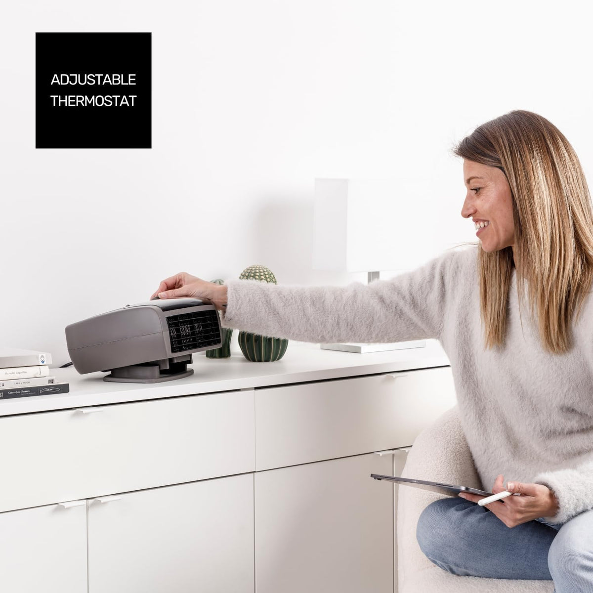 Taurus CA2400 Fan Heater, 2400 W, 2 Heating Power, Cold Air Fan, Adjustable Thermostat, Compact, Grey