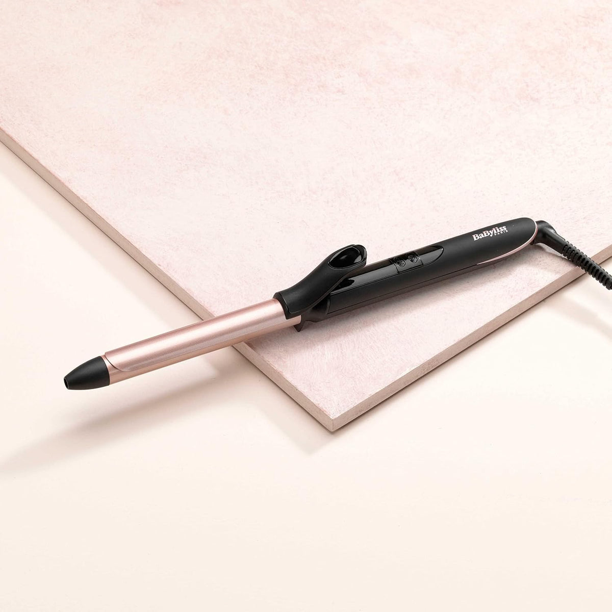 BaByliss Rose Quartz 19mm Curling Tong | Advanced Ceramics Ultra-Fast Heat Up Hair Curling Iron | Non Ionic 2.5m Swivel Cord | 6 Heat Settings From 160°C-210°C With Auto Shut Off | C450SDE (Rose Gold)