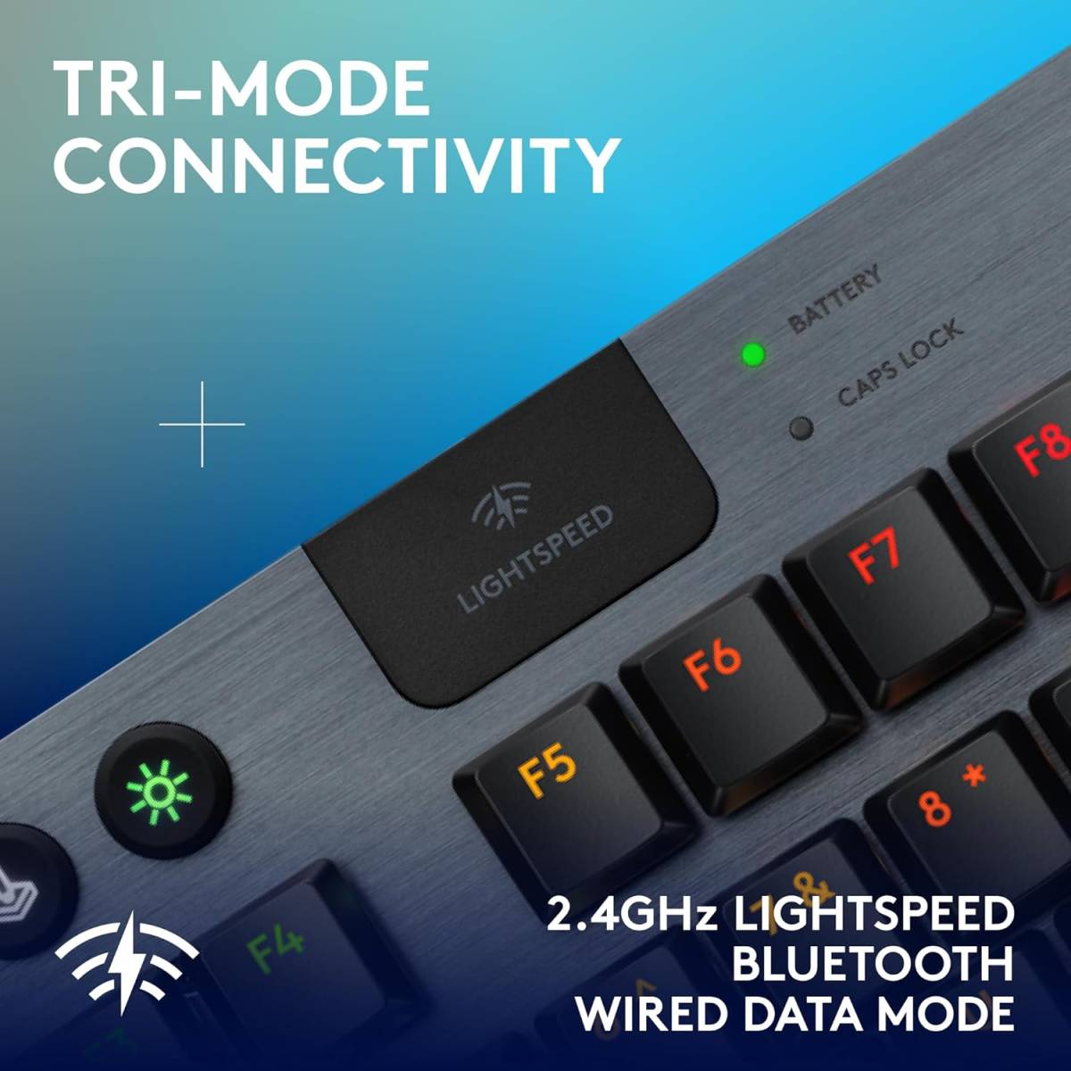 Logitech G915 X LIGHTSPEED TKL Clicky Wireless Gaming Keyboard – Clicky GL Low‑Profile Switches, Tri‑Mode Connectivity, KEYCONTROL Customization, LIGHTSYNC RGB, Aluminum Alloy Build, Black (920-012757)