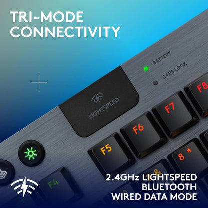 Logitech G915 X LIGHTSPEED TKL Clicky Wireless Gaming Keyboard – Clicky GL Low‑Profile Switches, Tri‑Mode Connectivity, KEYCONTROL Customization, LIGHTSYNC RGB, Aluminum Alloy Build, Black (920-012757)