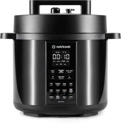 Nutricook Smart Pot 2 Rice Cooker, Steamer, Sauté Pot, Yogurt Maker & More,9 In 1 Electric Pressure Cooker, Slow Cooker,6 Liters, 12 Smart Programs With New Smart Lid