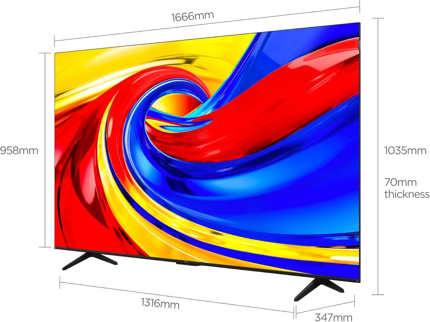 TCL 75P7L Television 75 Inch Smart TV 4K Premium QLED Colorful Quantum Crystal HDR 10+ Gaming Google TV, Dolby Vision Atmos, DTS Virtual:X, MEMC, Game Master with Slim Design (2026 Model)