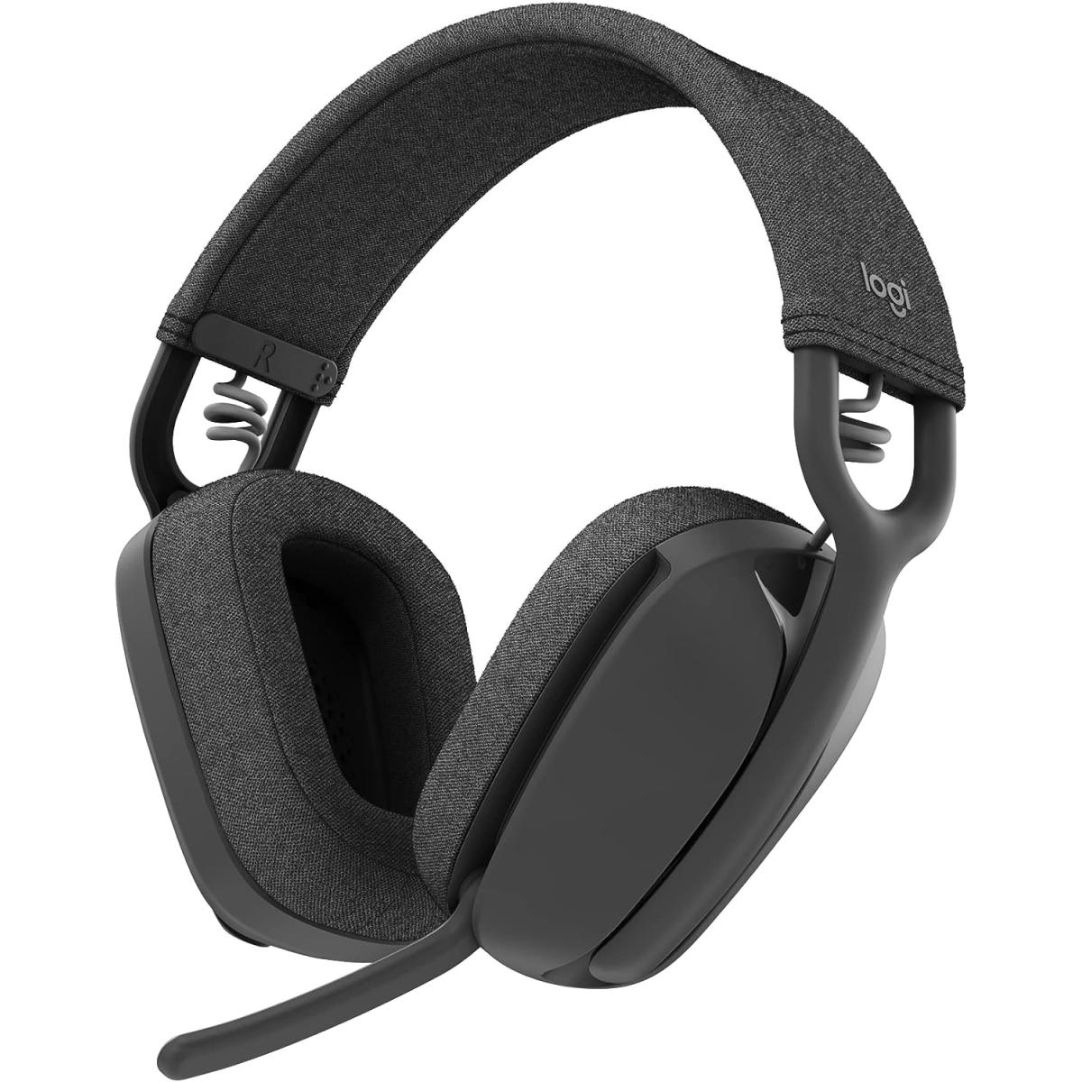 Logitech Zone Vibe 100 Lightweight Wireless Over Ear Headphones with Noise Canceling Microphone, Advanced Multipoint Bluetooth Headset - Graphite