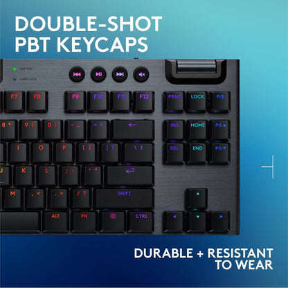Logitech G915 X LIGHTSPEED TKL Clicky Wireless Gaming Keyboard – Clicky GL Low‑Profile Switches, Tri‑Mode Connectivity, KEYCONTROL Customization, LIGHTSYNC RGB, Aluminum Alloy Build, Black (920-012757)