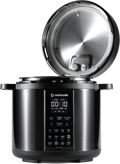 Nutricook Smart Pot 2 Rice Cooker, Steamer, Sauté Pot, Yogurt Maker & More,9 In 1 Electric Pressure Cooker, Slow Cooker,6 Liters, 12 Smart Programs With New Smart Lid