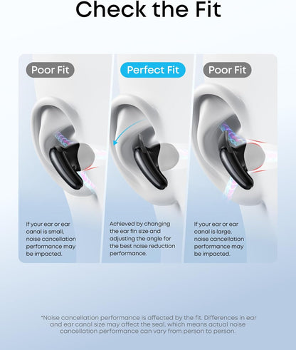 Soundcore Liberty Buds by Anker, Semi-in-Ear Design, Removable Ear Fins, Real-Time Adaptive Noise Cancelling, Fast Charging, Wireless Bluetooth Earbuds,Translation Earbuds, 30H Playtime