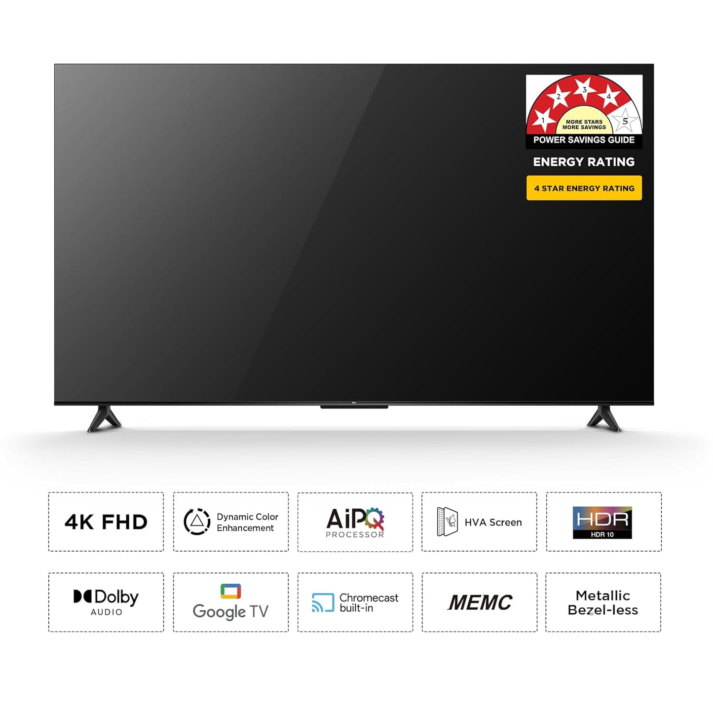 TCL 126 cm (50 inches) Metallic Bezel Less Series 4K Ultra HD Smart LED Google TV 50V6C (Black)
