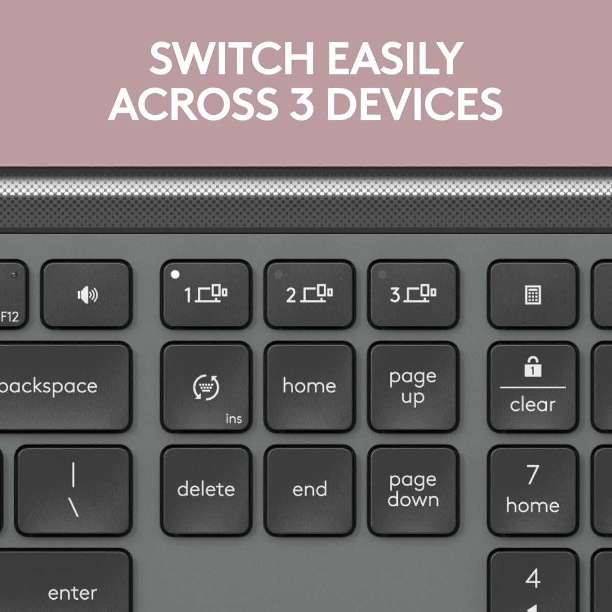 Logitech Signature Slim K950 Wireless Keyboard, Sleek Design, Switch Typing Between Devices, Quiet Typing, Bluetooth, Multi-OS, Windows, Mac, Chrome - Graphite