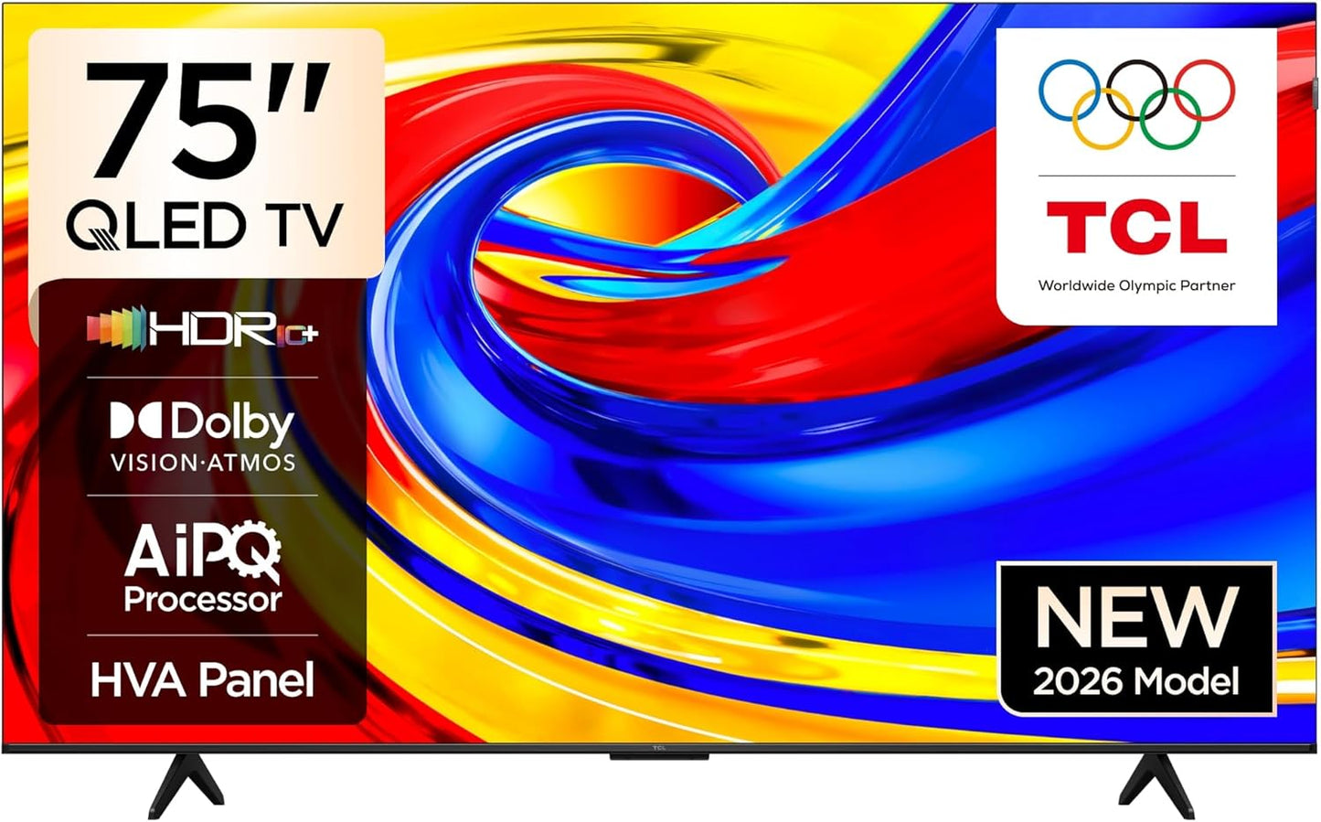 TCL 75P7L Television 75 Inch Smart TV 4K Premium QLED Colorful Quantum Crystal HDR 10+ Gaming Google TV, Dolby Vision Atmos, DTS Virtual:X, MEMC, Game Master with Slim Design (2026 Model)