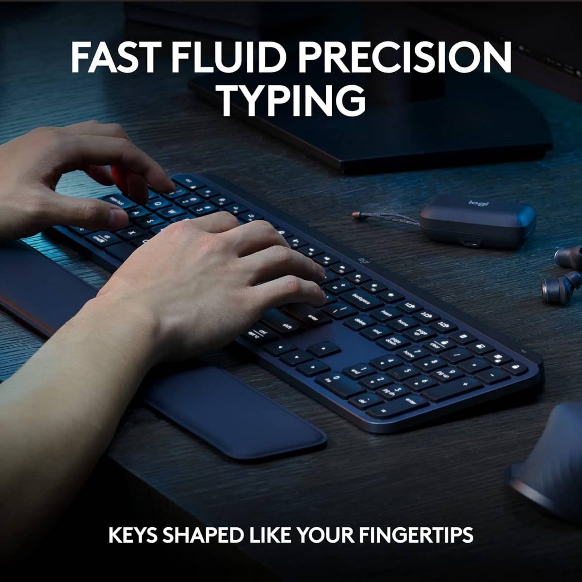 Logitech MX Keys S Combo - Performance Wireless Keyboard and Mouse with Palm Rest, Customizable Illumination, Fast Scrolling, Bluetooth, USB C, for Windows, Linux, Chrome, Mac,Color Graphite