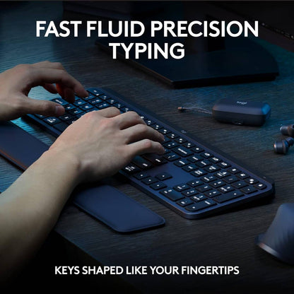 Logitech MX Keys S Combo - Performance Wireless Keyboard and Mouse with Palm Rest, Customizable Illumination, Fast Scrolling, Bluetooth, USB C, for Windows, Linux, Chrome, Mac,Color Graphite