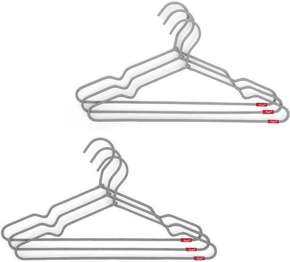 Rayen Set of 6 Non-Slip Hangers, Metallic Nylon, Gray, 16 x 7.5" (2111)