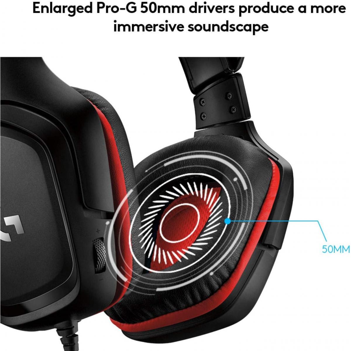 Logitech G332 Wired Gaming Headset, Rotating Leatherette Ear Cups, 3.5 mm Audio Jack, Flip-to-Mute Mic