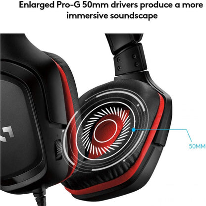 Logitech G332 Wired Gaming Headset, Rotating Leatherette Ear Cups, 3.5 mm Audio Jack, Flip-to-Mute Mic