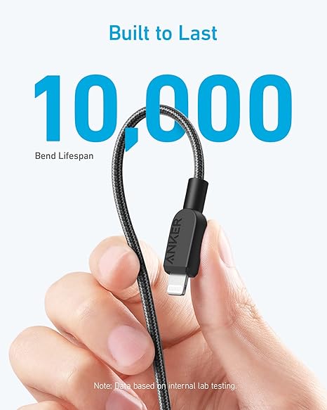 A81B5H11 Anker 322 USB-C to Lightning Cable (3ft Braided) Black