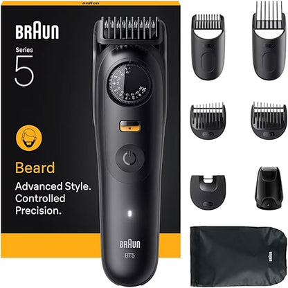Braun Beard Trimmer Series 5 BT5560 with Precision Wheel, 8+ Styling Tools, 40 Length Settings, Precision Lock, Ultra Sharp Blade, 120 Min Battery, Waterproof