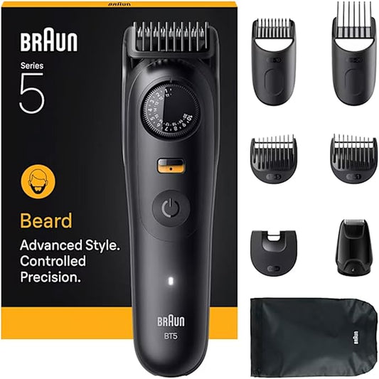 Braun Beard Trimmer Series 5 BT5560 with Precision Wheel, 8+ Styling Tools, 40 Length Settings, Precision Lock, Ultra Sharp Blade, 120 Min Battery, Waterproof