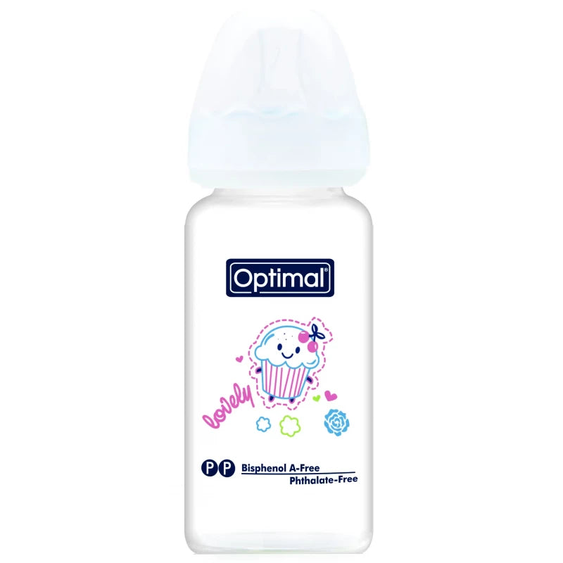 Optimal Glass Feeding Bottle 160ml White, BPA Free, Easy to Sterilize