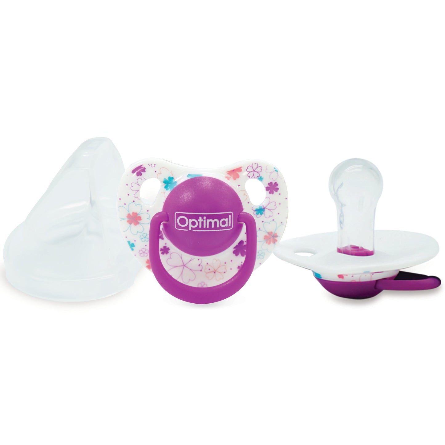 Optimal Round Nipple Silicone Pacifier 0m+ ( Blue-Pink-Purple )