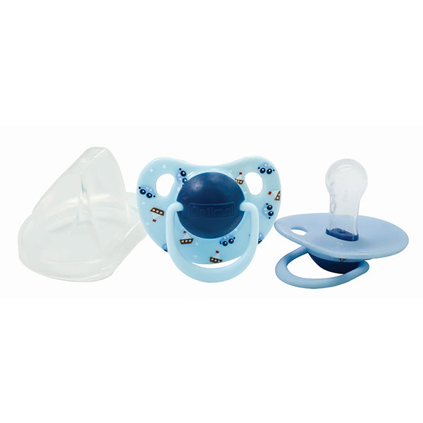 OPTIMAL Round Nipple Silicone Pacifier 6+ - Blue , Pink , Purple