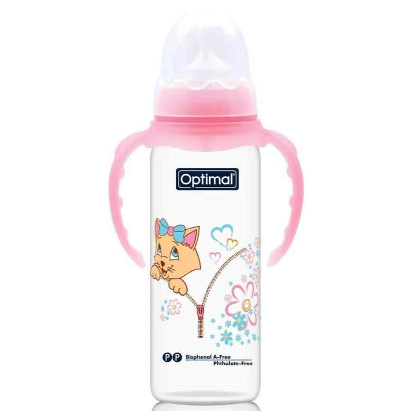 Optimal Narrow Neck Orthodontic Feeding Bottle With Handle 240 Ml