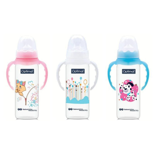 Optimal Narrow Neck Orthodontic Feeding Bottle With Handle 240 Ml