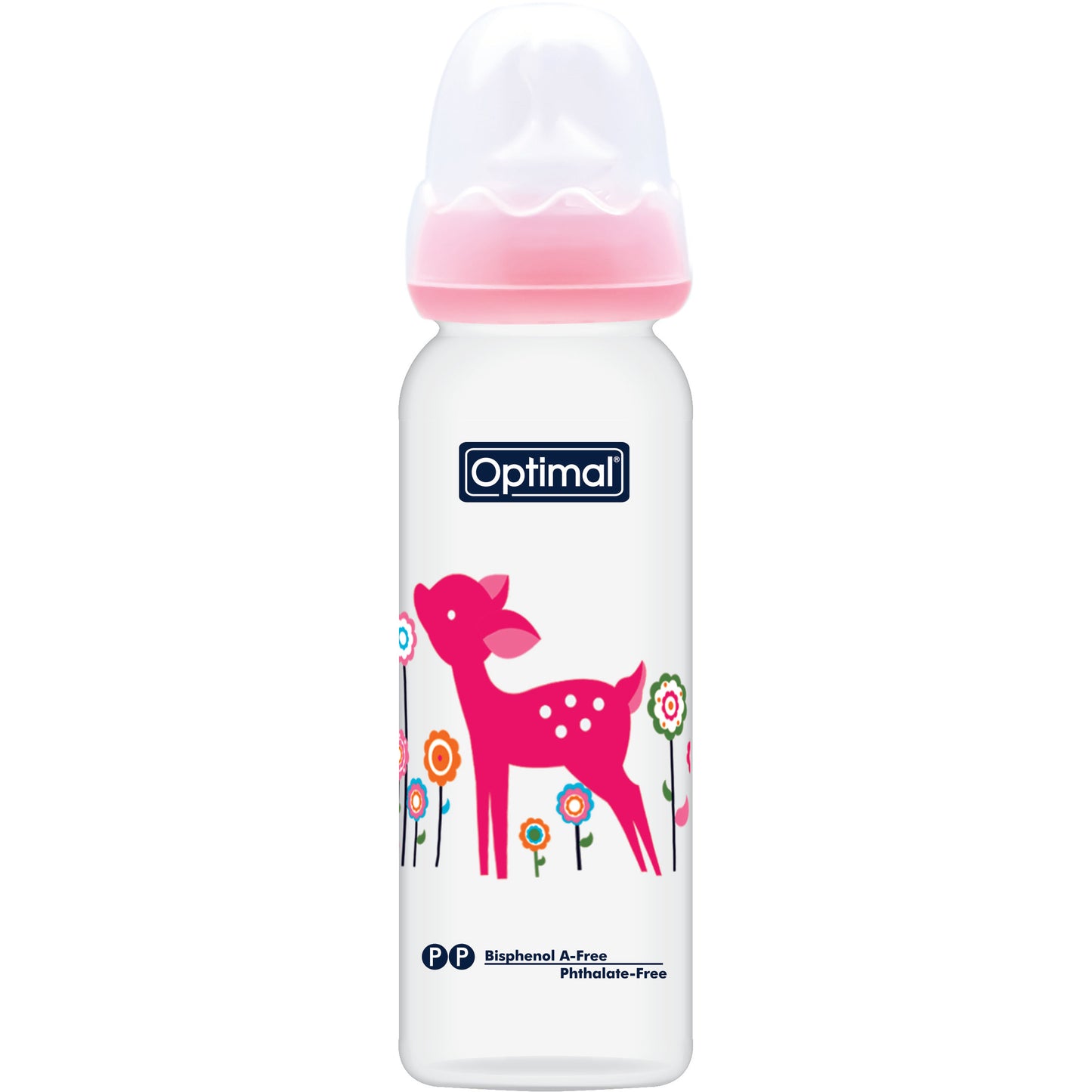 OPTIMAL Slim Waist Feeding Bottle 240ml - Pink , White
